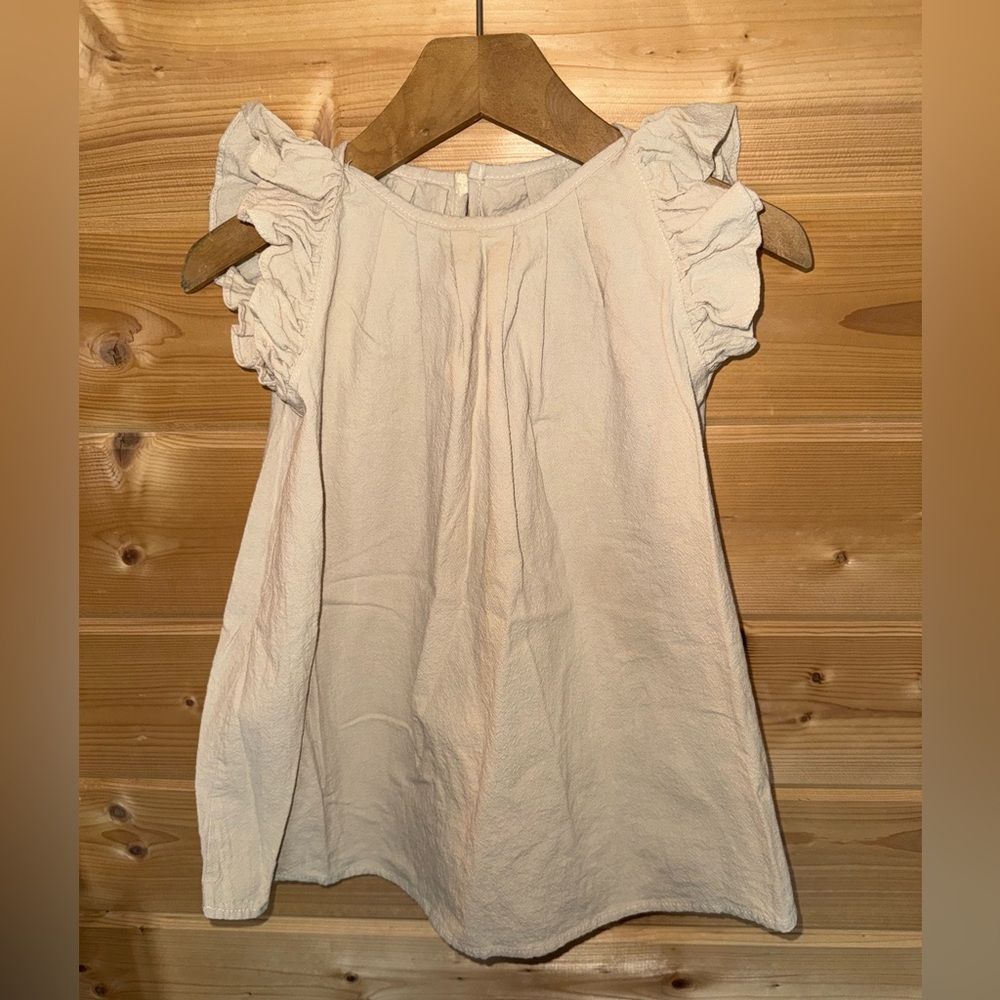 SHEIN Kids Cream Ruffle Sleeve Dress